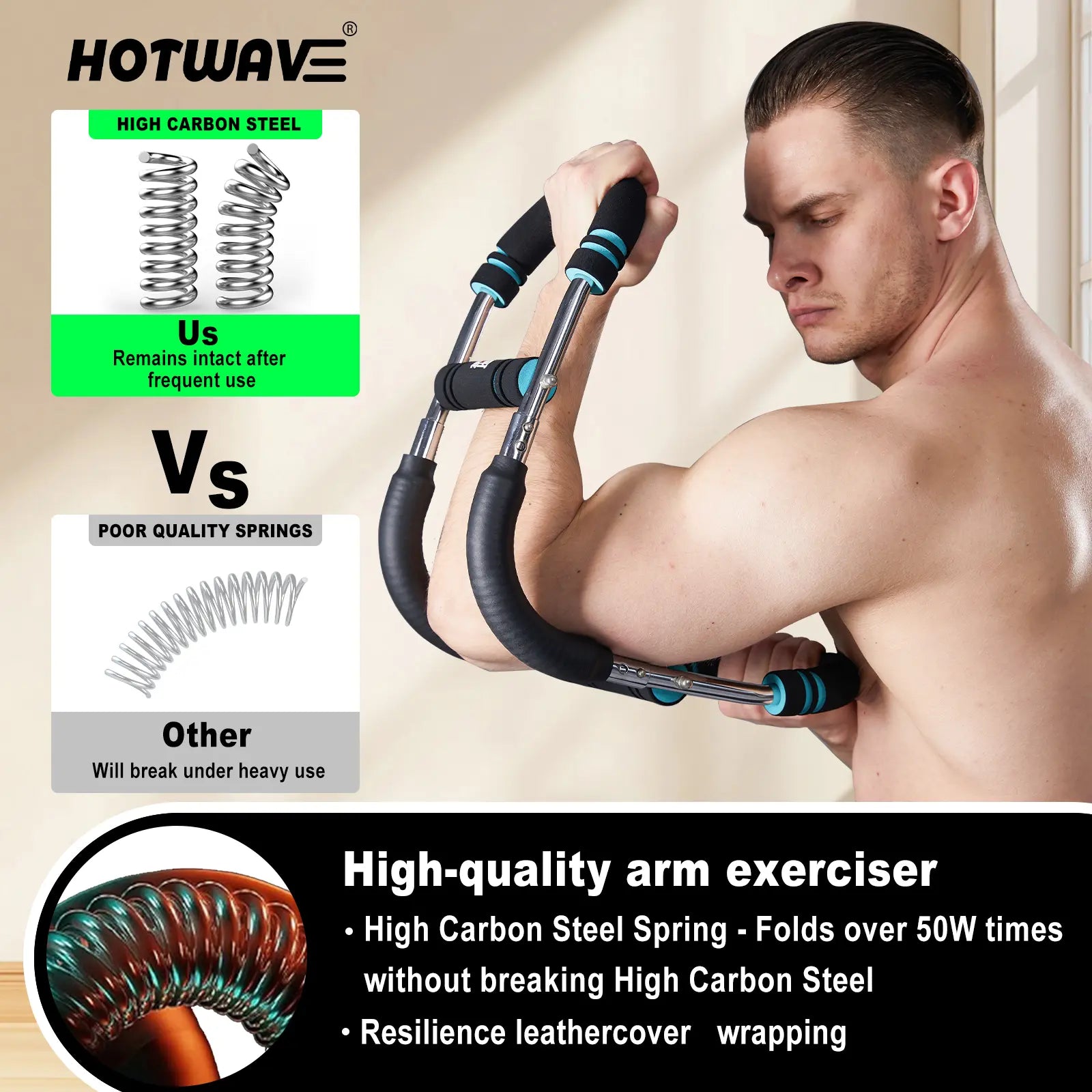 HOTWAVE Arm Trainer, Adjustable Chest Workout Equipment, Arm Trainer for Men, Chest Trainer for Men, Shoulder Muscle Training, Portable Spring Resistance Home Fitness Equipment Summerwins Fathersdaygift
