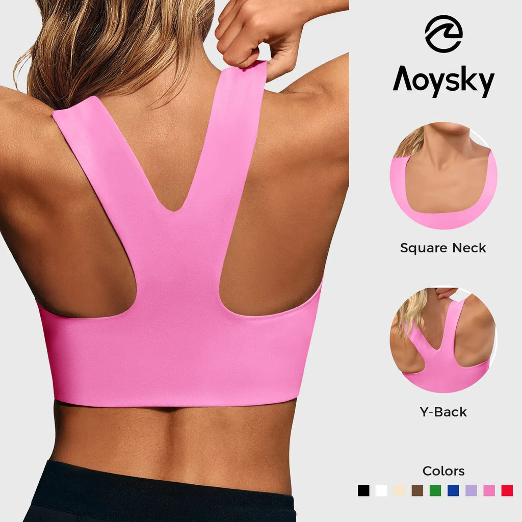 Buttery Soft Square Neck Padded Seamless Longline Sports Bra - Ultimate Support for Yoga & Running